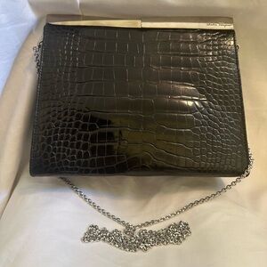 Salvatore Ferragamo Black Alligator Bag Clutch (Crossbody)